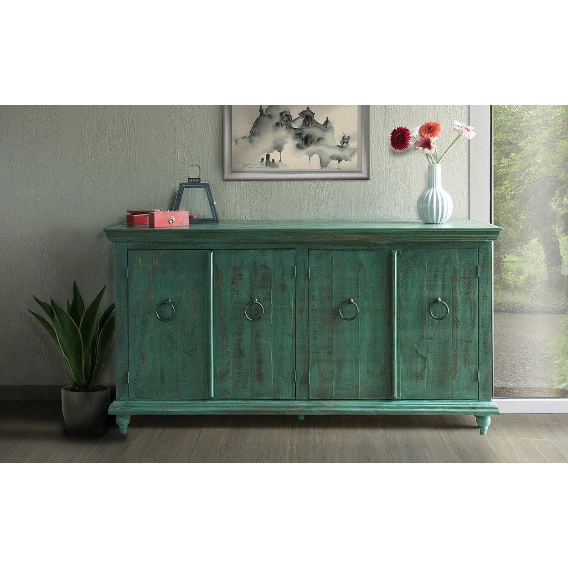 International Furniture Direct Capri Transitional 4Door Console